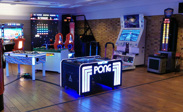 Atari Pong, Space Invaders Frenzy, Dance Stages and many more arcade games available to hire for a full arcade installation