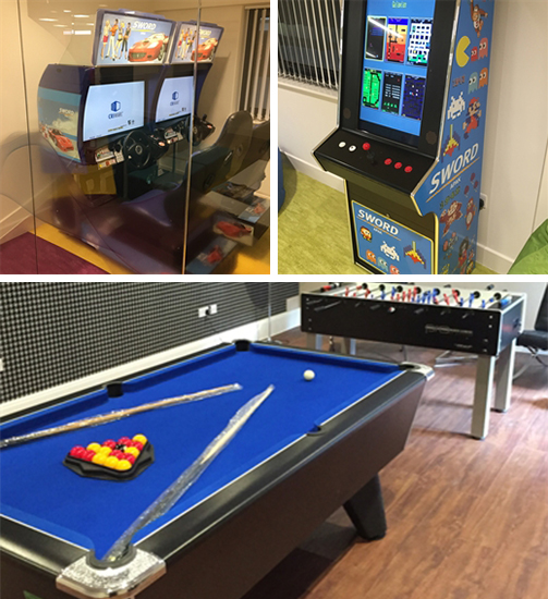 A selection of branded arcade games for hire