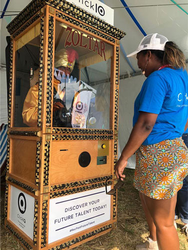 Branded Zoltar fortune teller available for hire