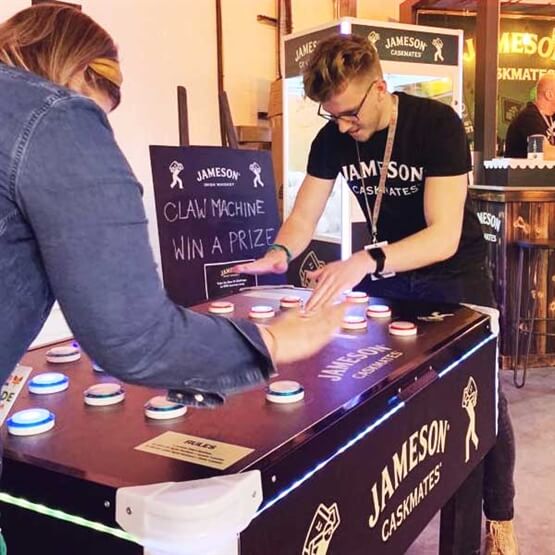 Branded catch the light reaction arcade game for Jameson Whiksey event