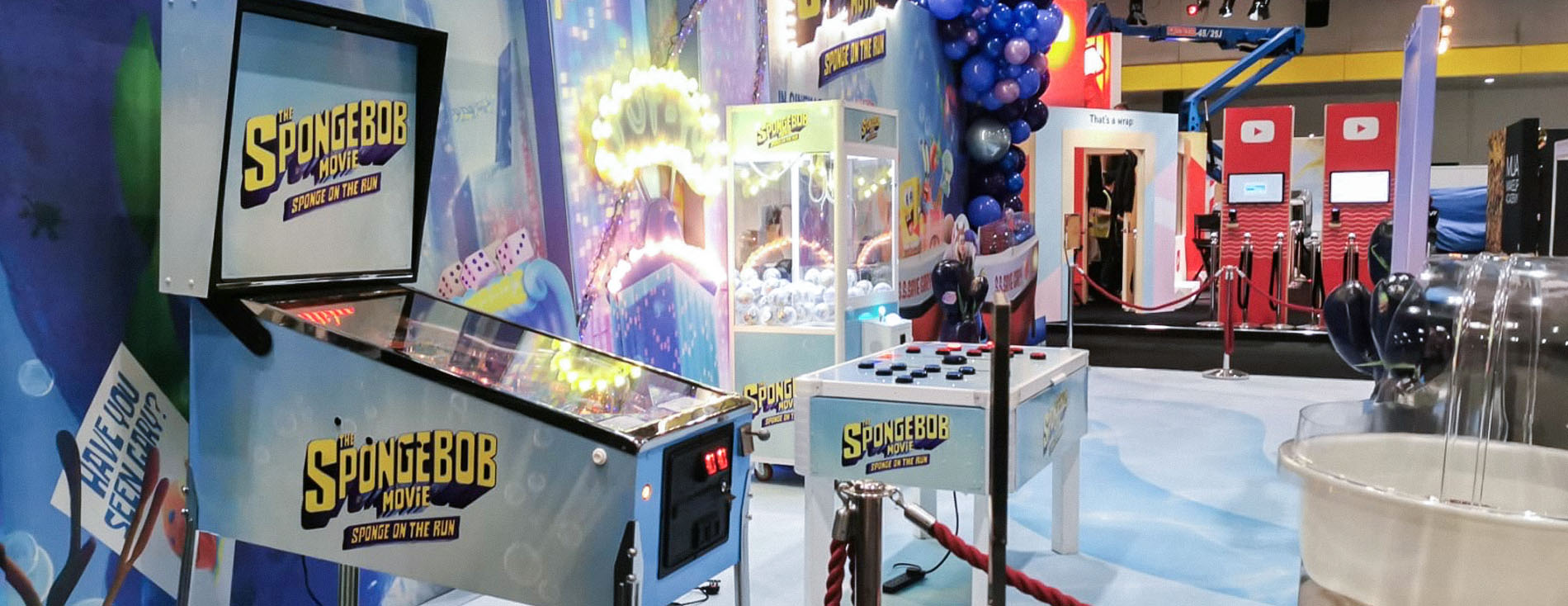 A selection of arcade games branded for the release of The Spongebob Movie