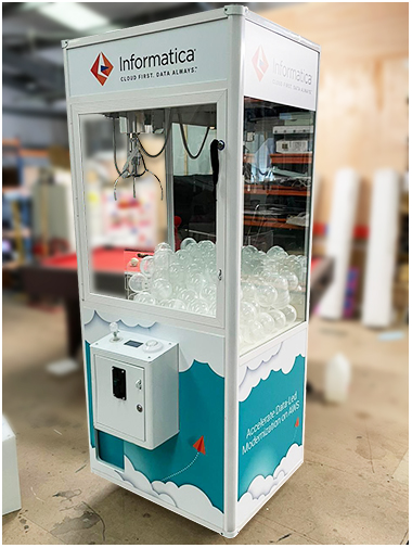 Informatica Cloud Prize Crane arcade machine available for hire