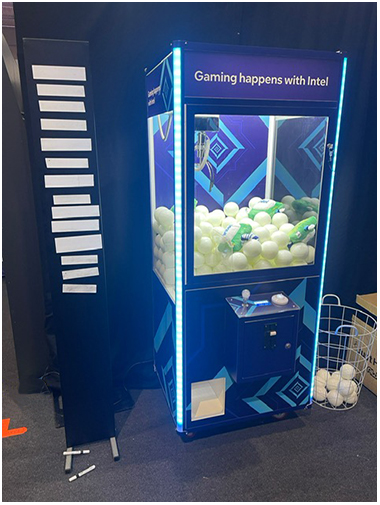 Intel Branded Arcade Claw Machine available for trade show event hire