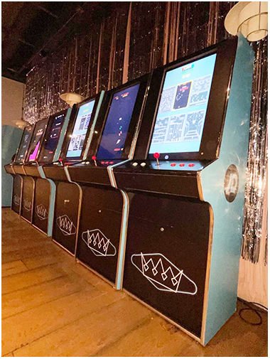 JD Sports branded retro uprights full arcade installation installation for christmas party hire