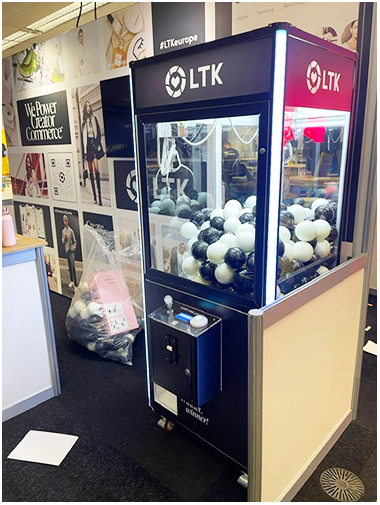 LTK Branded Arcade Claw Machine available for trade show event hire