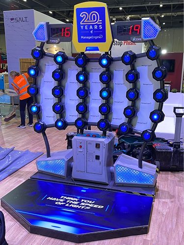 Manage Engine Speed of Light branded arcade bataks reaction game available for event hire