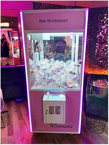 Real Techniques Branded Prize Grabber arcade machine available for hire