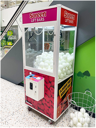 Soreen Branded Claw Machine bespoke arcade game for hire