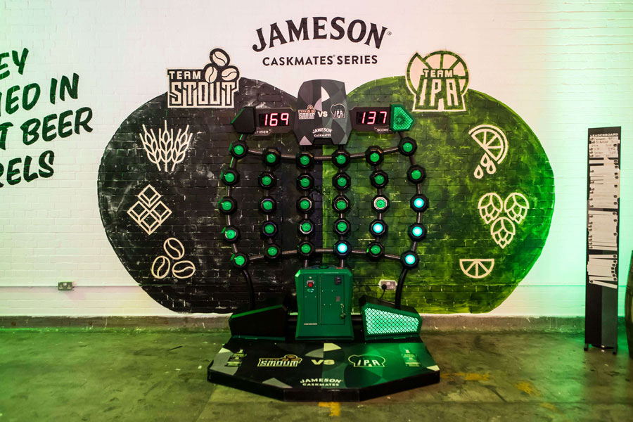 Branded speed of light reaction arcade game for Jameson Whiskey event