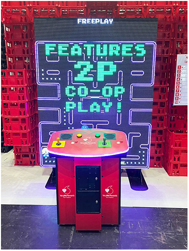 Vodafone branded pac man arcade game available for trade show event hire