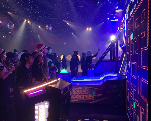 a selection of arcade games hired our for a staff christmas party